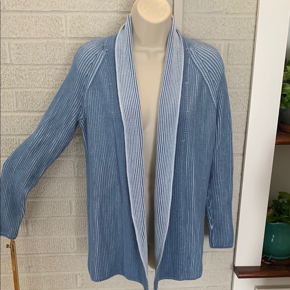 Land's End Drifter Shaker Blue Knit Open Front Cardigan Long Sleeve Women's XS - Picture 1 of 12